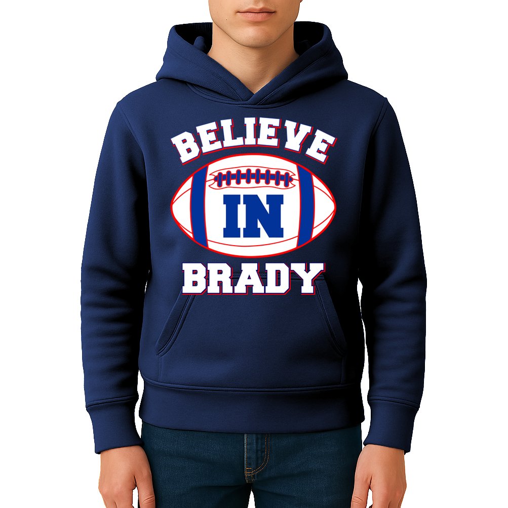 Believe In Brady Fan Football Design Kids Hoodie