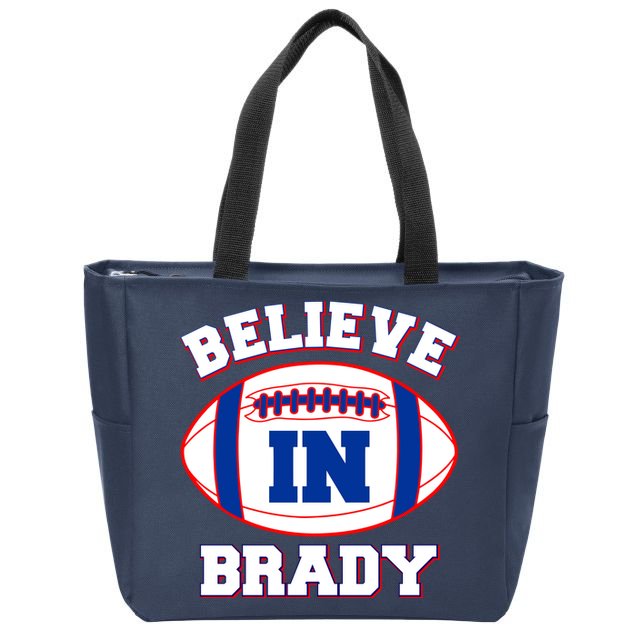 Believe In Brady Fan Football Design Zip Tote Bag