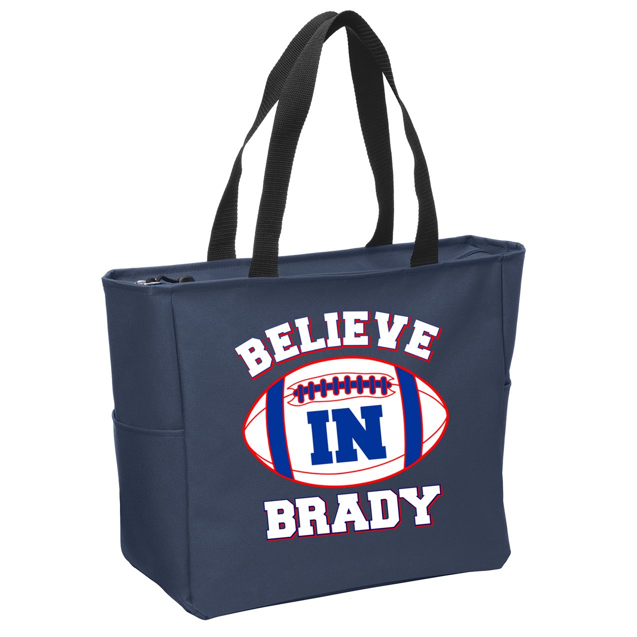 Believe In Brady Fan Football Design Zip Tote Bag