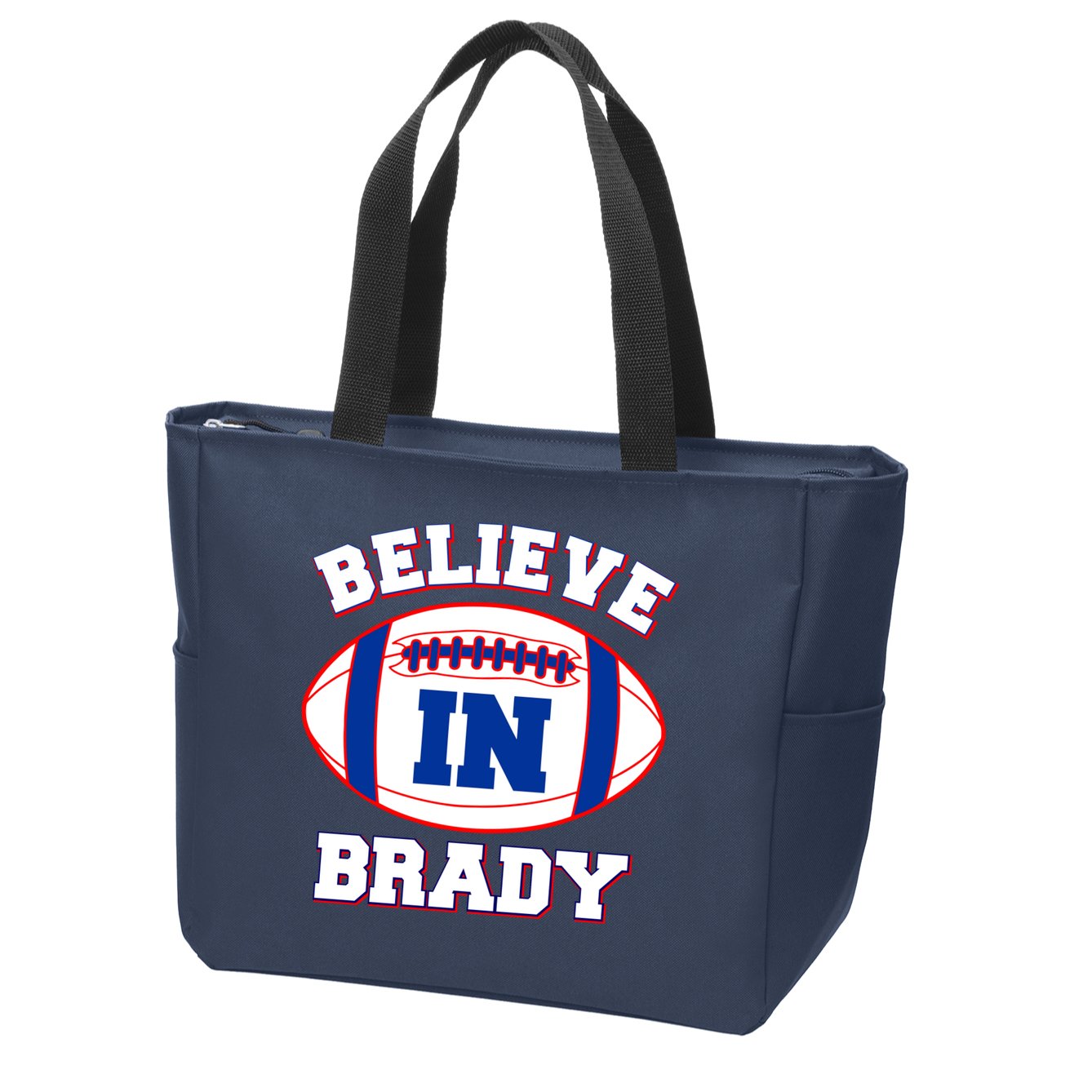 Believe In Brady Fan Football Design Zip Tote Bag