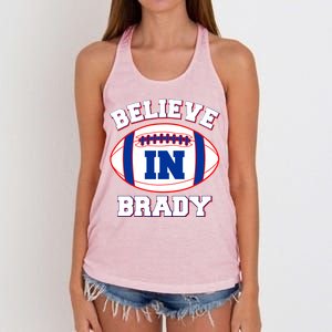 Believe In Brady Fan Football Design Women's Knotted Racerback Tank