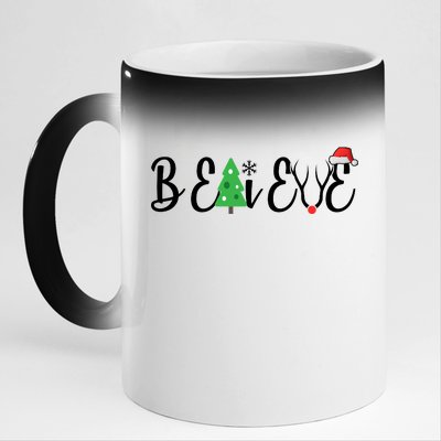 Believe In Christmas Cute 11oz Black Color Changing Mug