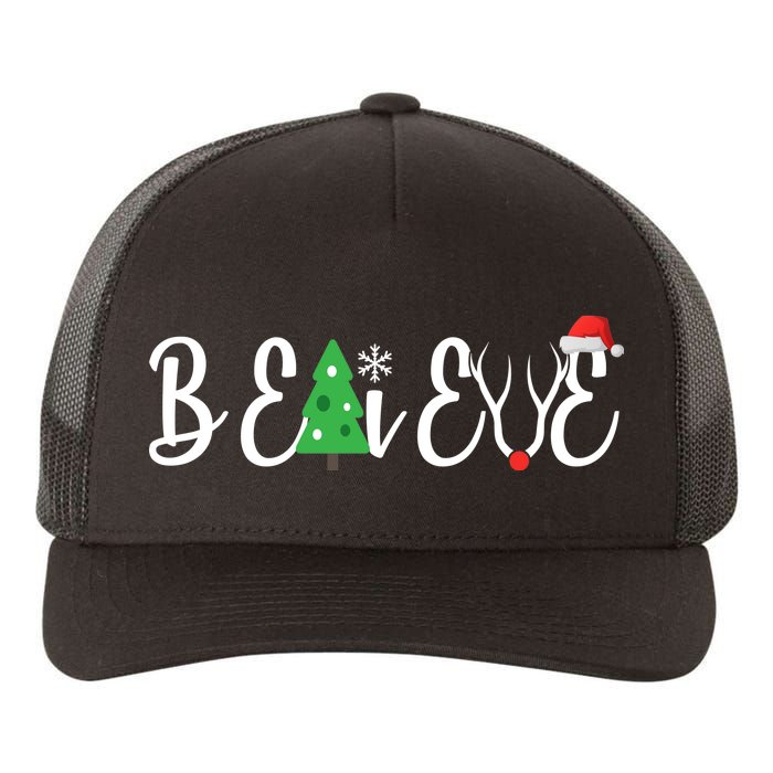 Believe In Christmas Cute Yupoong Adult 5-Panel Trucker Hat