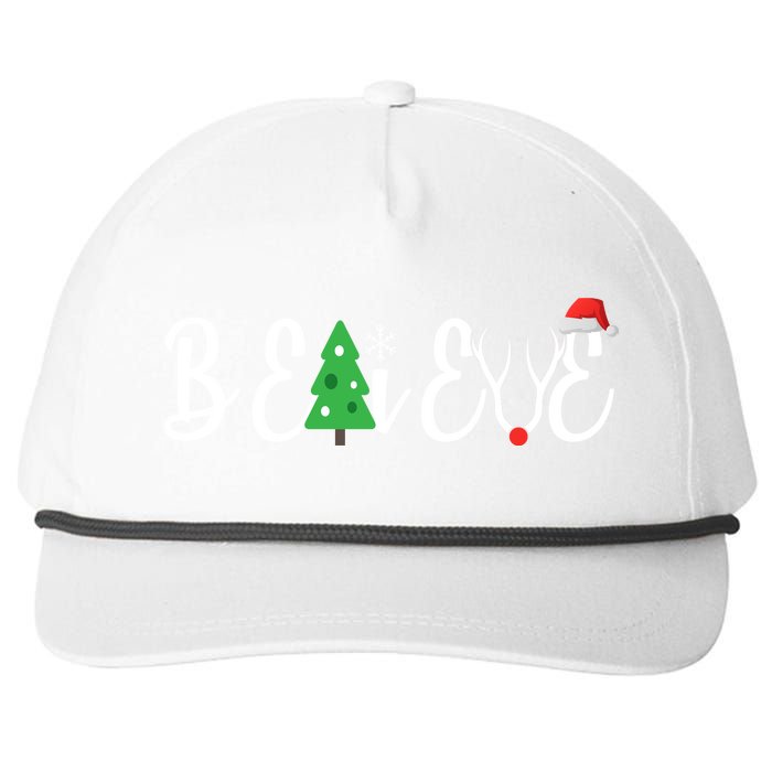 Believe In Christmas Cute Snapback Five-Panel Rope Hat