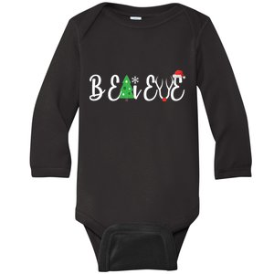 Believe In Christmas Cute Baby Long Sleeve Bodysuit