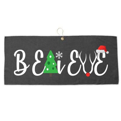 Believe In Christmas Cute Large Microfiber Waffle Golf Towel