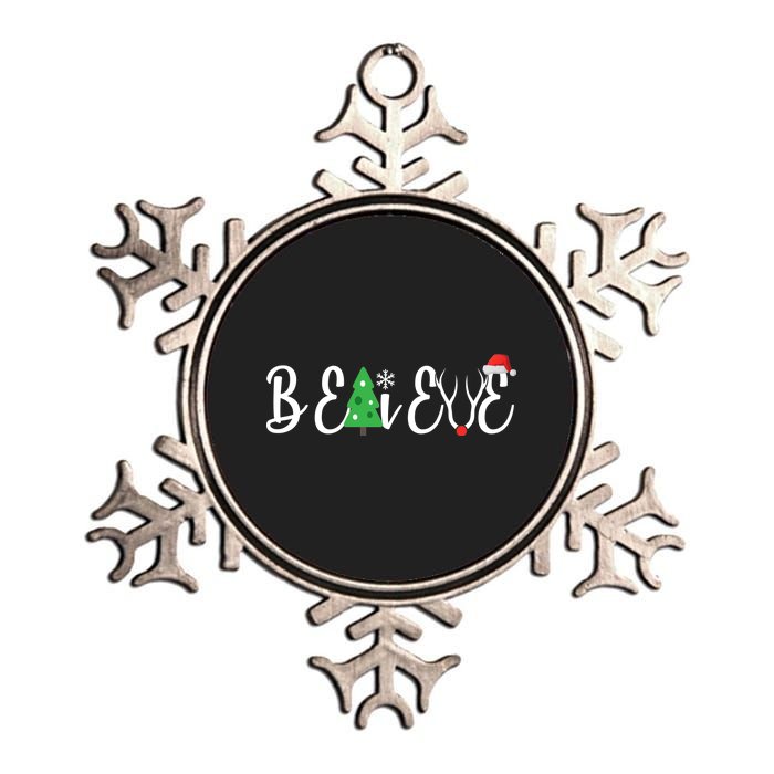 Believe In Christmas Cute Metallic Star Ornament