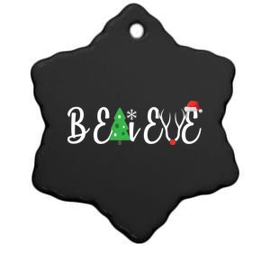 Believe In Christmas Cute Ceramic Star Ornament