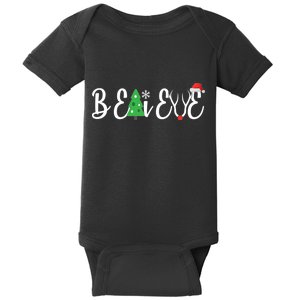 Believe In Christmas Cute Baby Bodysuit