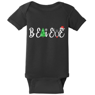 Believe In Christmas Cute Baby Bodysuit