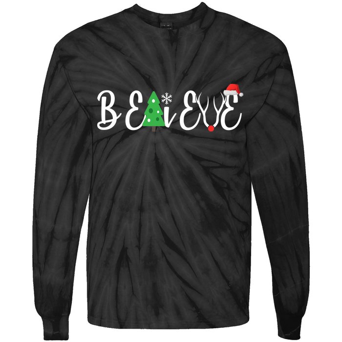 Believe In Christmas Cute Tie-Dye Long Sleeve Shirt