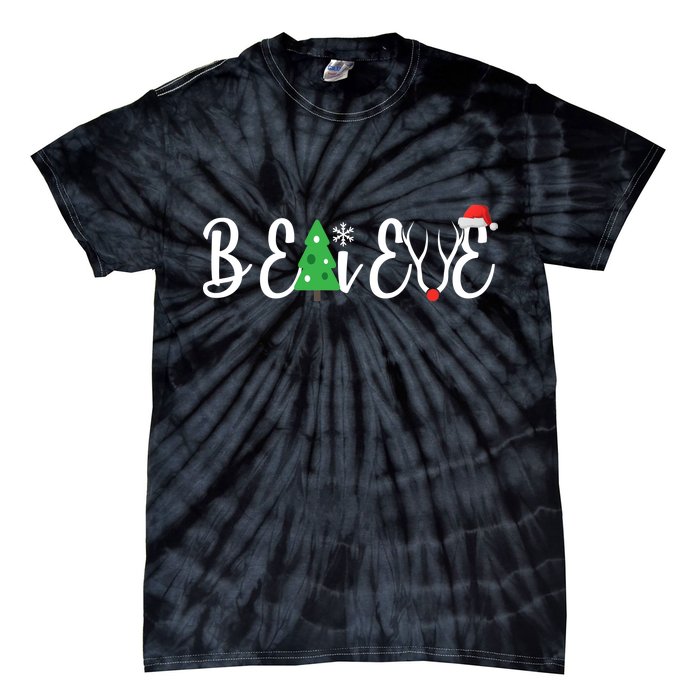 Believe In Christmas Cute Tie-Dye T-Shirt