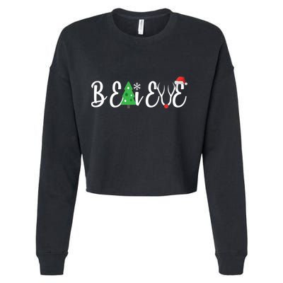 Believe In Christmas Cute Cropped Pullover Crew