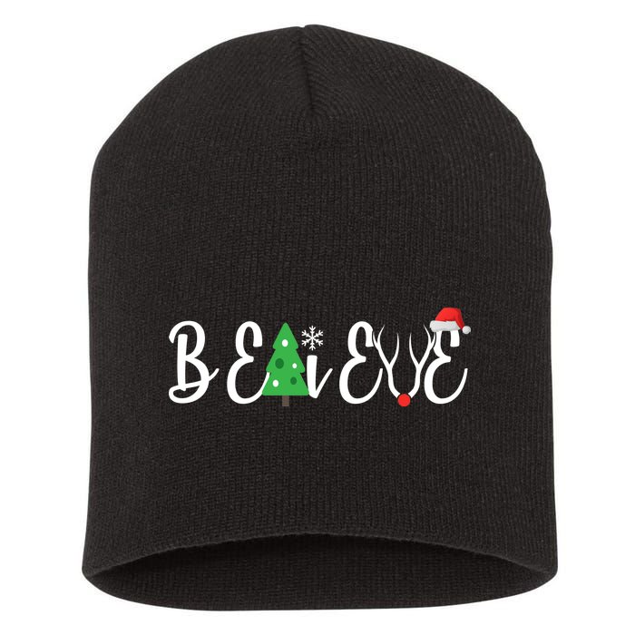 Believe In Christmas Cute Short Acrylic Beanie