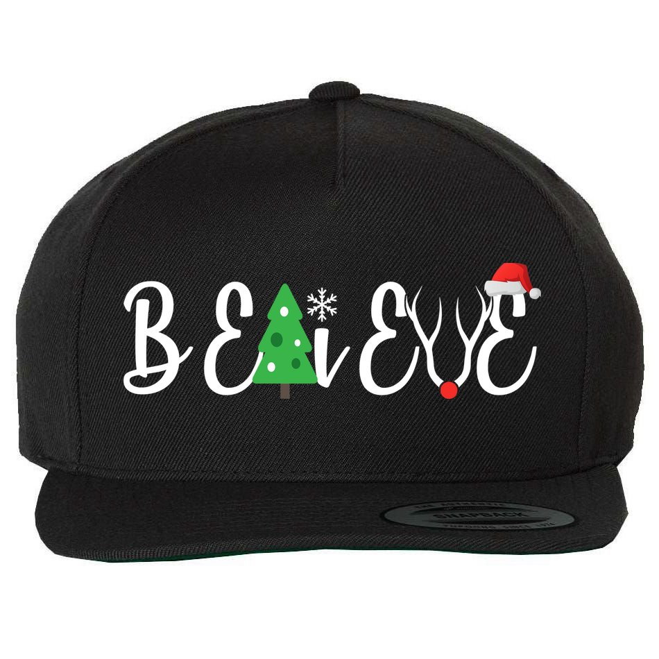 Believe In Christmas Cute Wool Snapback Cap