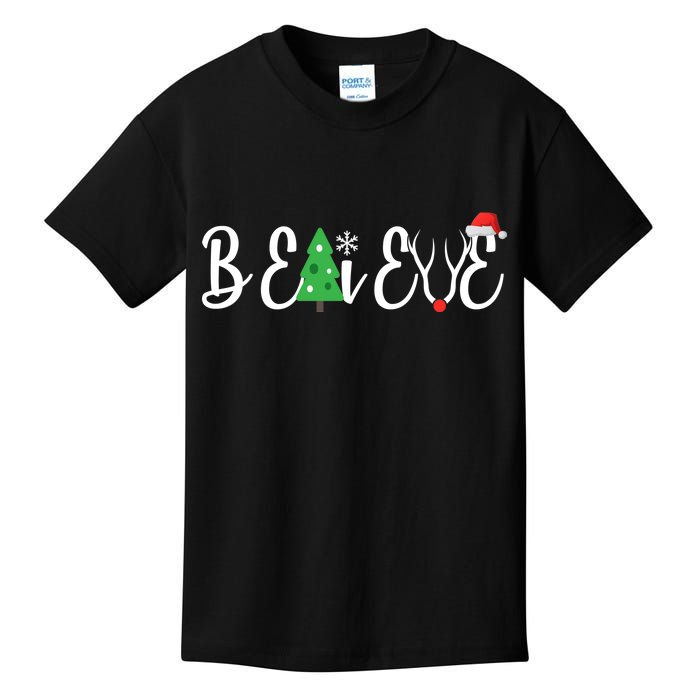 Believe In Christmas Cute Kids T-Shirt