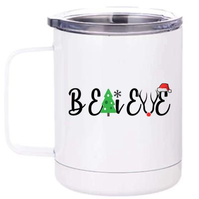 Believe In Christmas Cute 12 oz Stainless Steel Tumbler Cup