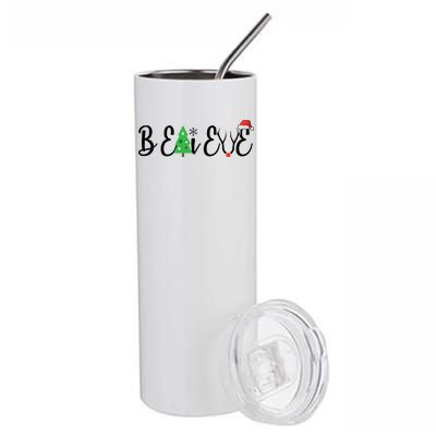 Believe In Christmas Cute Stainless Steel Tumbler