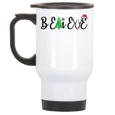 Believe In Christmas Cute Stainless Steel Travel Mug