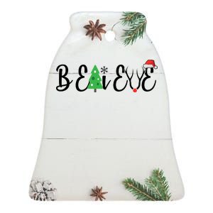 Believe In Christmas Cute Ceramic Bell Ornament