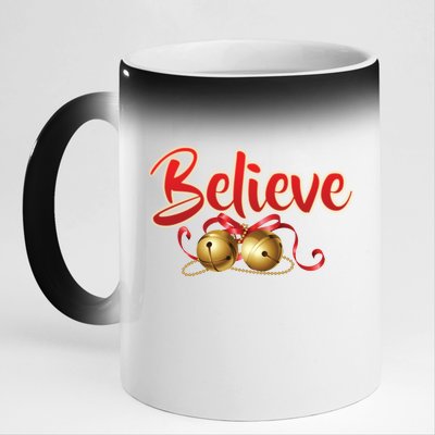 Believe In Christmas Jingle Bells 11oz Black Color Changing Mug