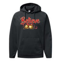 Believe In Christmas Jingle Bells Performance Fleece Hoodie