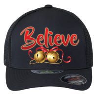 Believe In Christmas Jingle Bells Flexfit Unipanel Trucker Cap