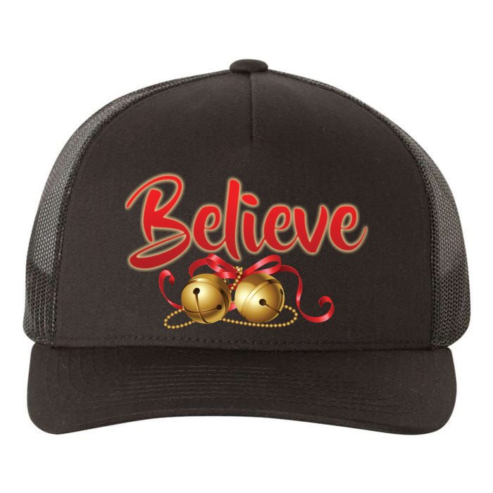 Believe In Christmas Jingle Bells Yupoong Adult 5-Panel Trucker Hat