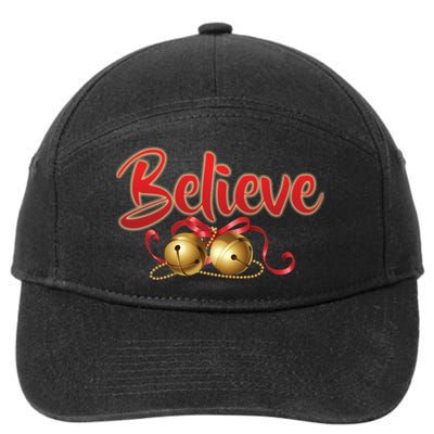 Believe In Christmas Jingle Bells 7-Panel Snapback Hat