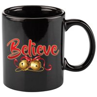 Believe In Christmas Jingle Bells 11oz C Handle Ceramic Mug