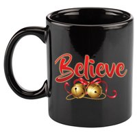 Believe In Christmas Jingle Bells 11oz C Handle Ceramic Mug