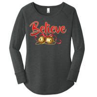 Believe In Christmas Jingle Bells Women's Perfect Tri Tunic Long Sleeve Shirt