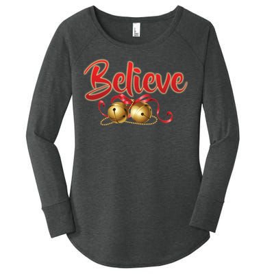 Believe In Christmas Jingle Bells Women's Perfect Tri Tunic Long Sleeve Shirt