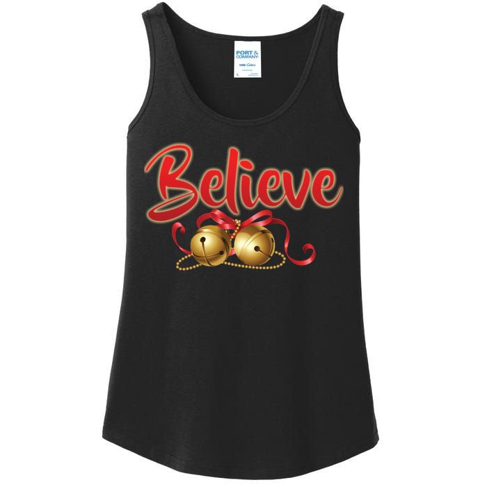 Believe In Christmas Jingle Bells Ladies Essential Tank