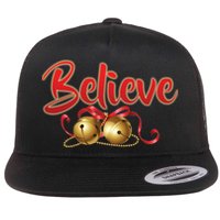 Believe In Christmas Jingle Bells Flat Bill Trucker Hat