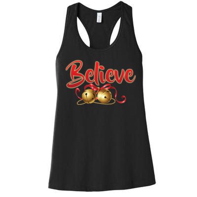 Believe In Christmas Jingle Bells Women's Racerback Tank