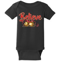 Believe In Christmas Jingle Bells Baby Bodysuit