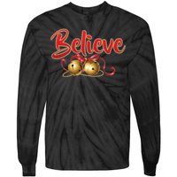 Believe In Christmas Jingle Bells Tie-Dye Long Sleeve Shirt