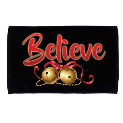 Believe In Christmas Jingle Bells Microfiber Hand Towel