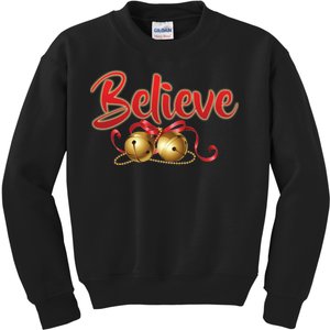 Believe In Christmas Jingle Bells Kids Sweatshirt