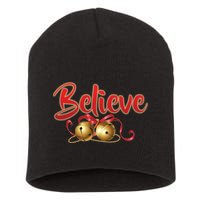 Believe In Christmas Jingle Bells Short Acrylic Beanie