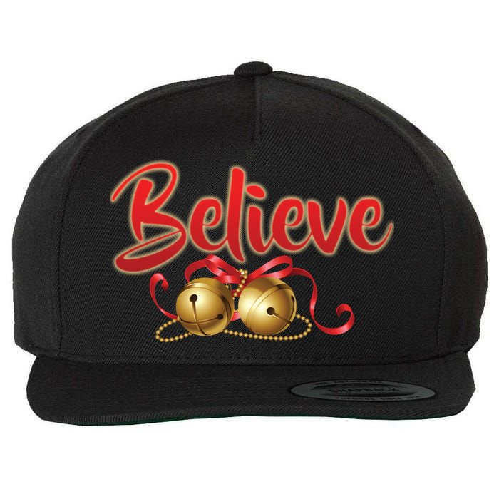 Believe In Christmas Jingle Bells Wool Snapback Cap