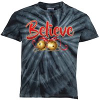 Believe In Christmas Jingle Bells Kids Tie-Dye T-Shirt