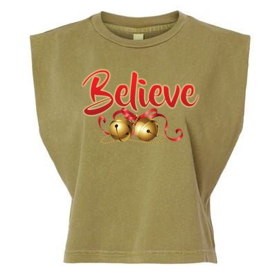 Believe In Christmas Jingle Bells Garment-Dyed Women's Muscle Tee