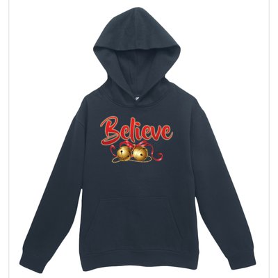 Believe In Christmas Jingle Bells Urban Pullover Hoodie