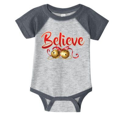 Believe In Christmas Jingle Bells Infant Baby Jersey Bodysuit