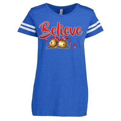 Believe In Christmas Jingle Bells Enza Ladies Jersey Football T-Shirt