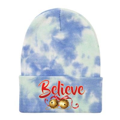 Believe In Christmas Jingle Bells Tie Dye 12in Knit Beanie