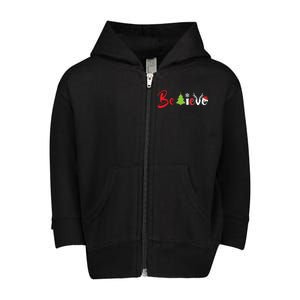 Believe In Christmas Spirit Toddler Zip Fleece Hoodie