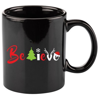 Believe In Christmas Spirit 11oz C Handle Ceramic Mug